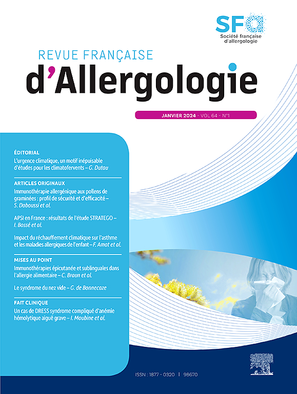 Go to journal home page - Revue Française d'Allergologie